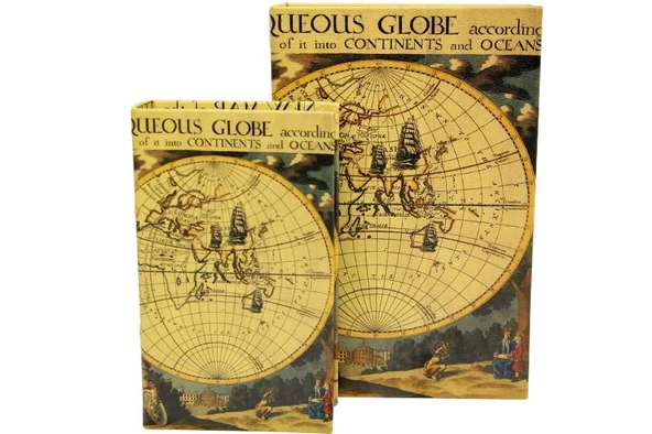 Kutu Kitap Harita 2'li Set Dekoratif Hediyelik - 2