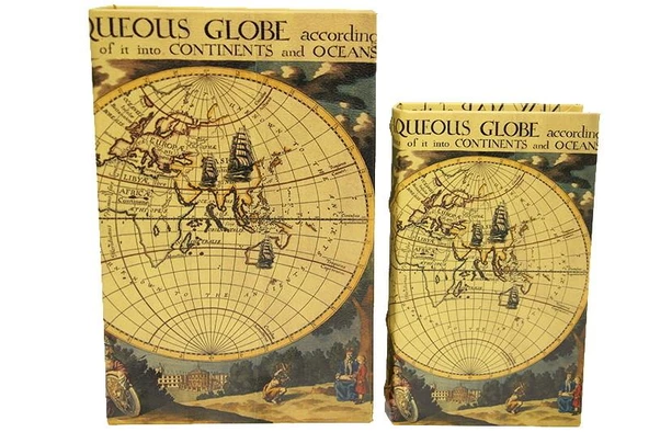 Kutu Kitap Harita 2'li Set Dekoratif Hediyelik - 5