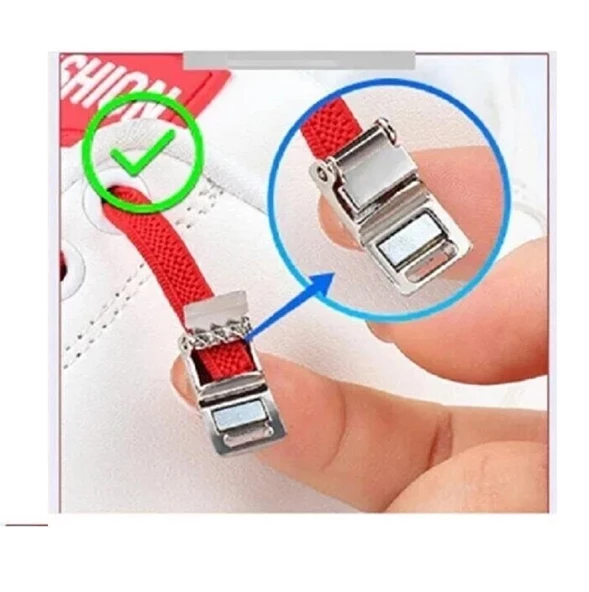Mıknatıslı NİKEL KAPAMALI Elastik Yassı Bağcık 100 cm 1 Çift - 10