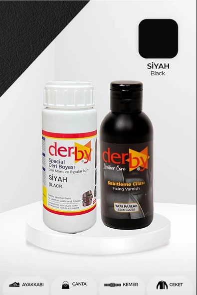 Derby Deri Mont Boyası Ve BS-FIX  Yarı Parlak Sabitleme Cilası | 100 Gr Set - 3