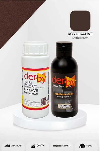 Derby Deri Mont Boyası Ve BS-FIX  Yarı Parlak Sabitleme Cilası | 100 Gr Set - 6