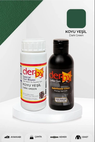 Derby Deri Mont Boyası Ve BS-FIX  Yarı Parlak Sabitleme Cilası | 100 Gr Set - 10