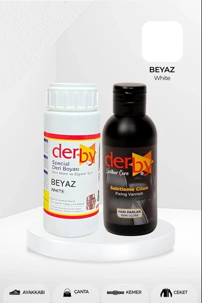Derby Deri Mont Boyası Ve BS-FIX  Yarı Parlak Sabitleme Cilası | 100 Gr Set - 5
