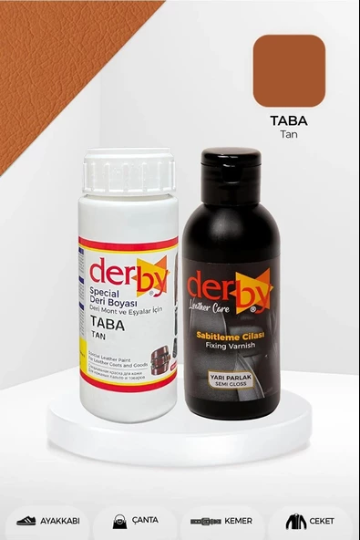 Derby Deri Mont Boyası Ve BS-FIX  Yarı Parlak Sabitleme Cilası | 100 Gr Set - 8