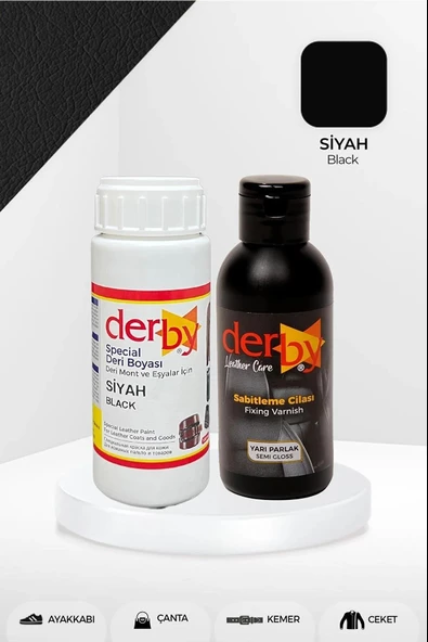 Derby Deri Mont Boyası Ve BS-FIX  Yarı Parlak Sabitleme Cilası | 100 Gr Set