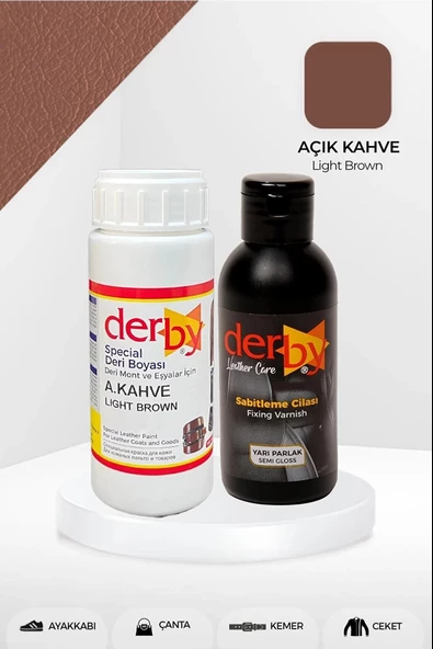 Derby Deri Mont Boyası Ve BS-FIX  Yarı Parlak Sabitleme Cilası | 100 Gr Set - 4