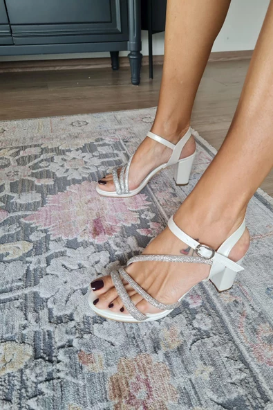 024 3025 Topukla Kadın Taşlı Abiye Ayakkabı - 12