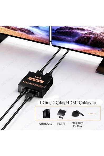 HDMI Çoklayıcı 1 Giriş 2 Çıkış UHD 4KX2K 3D HDMI Splitter - 5