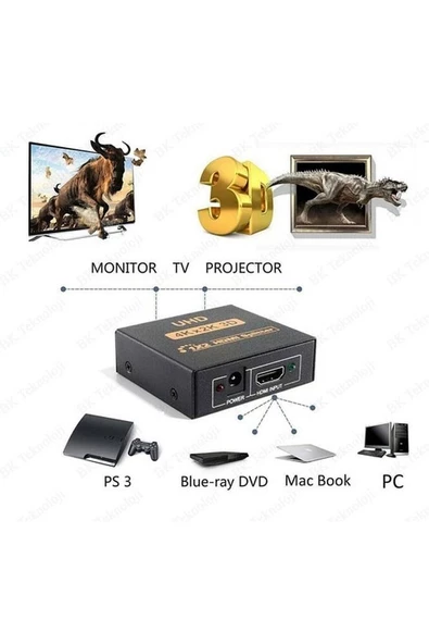 HDMI Çoklayıcı 1 Giriş 2 Çıkış UHD 4KX2K 3D HDMI Splitter - 3