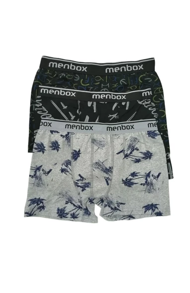 Erkek Likralı Boxer 6 lı Desenli Karışık Renkler (Menbox 1052)