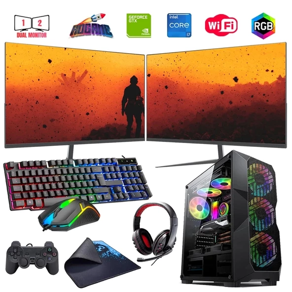 ROGAME RKT660559 INTEL i7 13700F 16GB 1TB M2 4GB GTX1650 Çift 24" Mon. (Gaming SET)