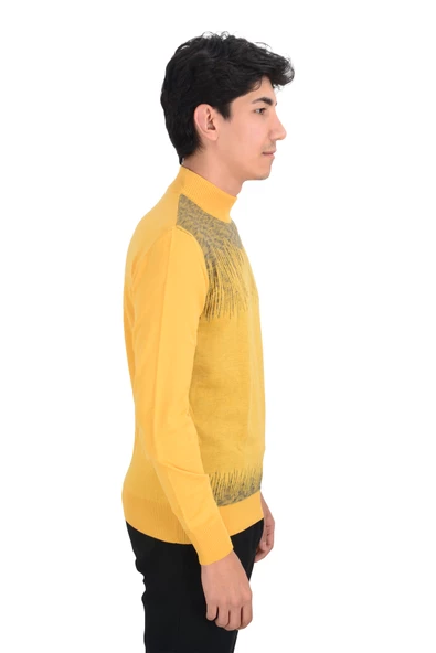 Cengiz İnler Yarım Balıkçı Yaka Desenli Yünlü Erkek Triko Kazak - 6