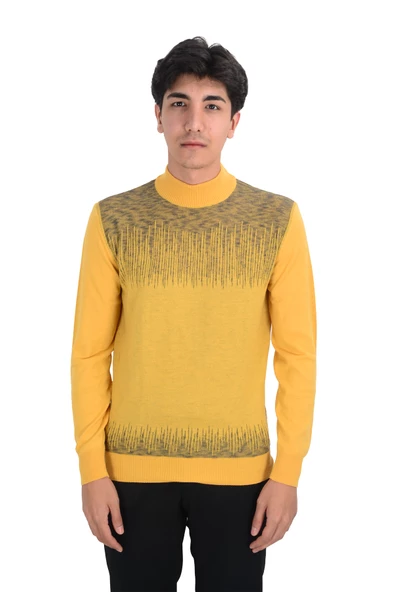 Cengiz İnler Yarım Balıkçı Yaka Desenli Yünlü Erkek Triko Kazak - 4