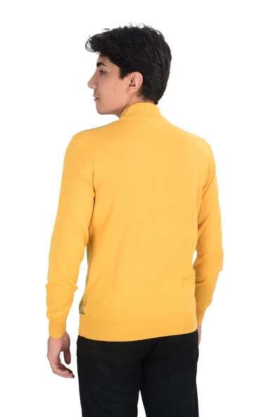 Cengiz İnler Yarım Balıkçı Yaka Desenli Yünlü Erkek Triko Kazak - 5