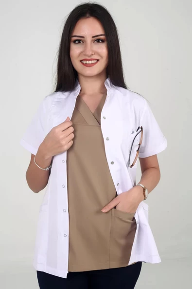 Kısakol Ceket Boy Hakim Yaka Doktor Öğretmen Laboratuvar Önlüğü - 3