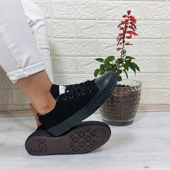 Fiyra 554 Siyah-Siyah Kısa Unisex Sneaker Keten Spor Ayakkabı - 2