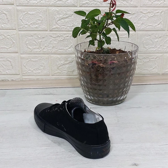 Fiyra 554 Siyah-Siyah Kısa Unisex Sneaker Keten Spor Ayakkabı - 10