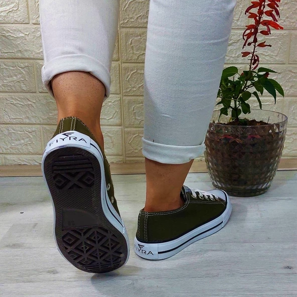 Fiyra 554 Haki Kısa Unisex Sneaker Keten Spor Ayakkabı - 6