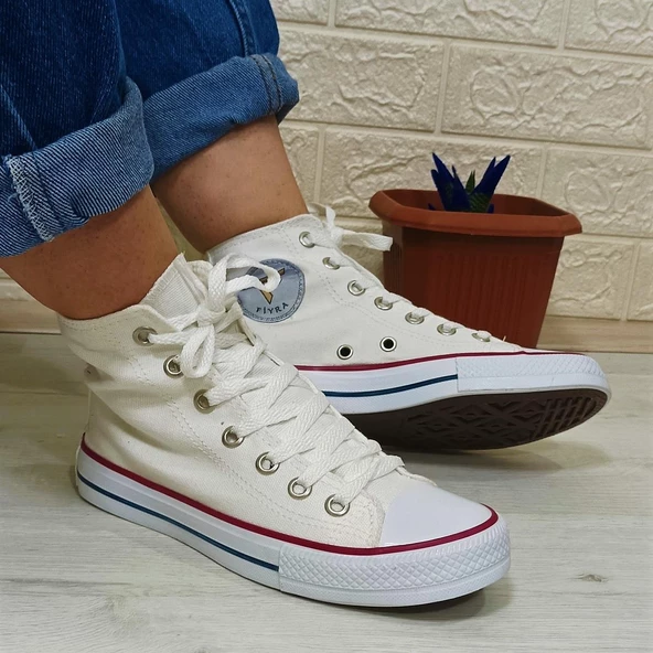 Fiyra 555 Beyaz Uzun Unisex Sneaker Keten Spor Ayakkabı - 2