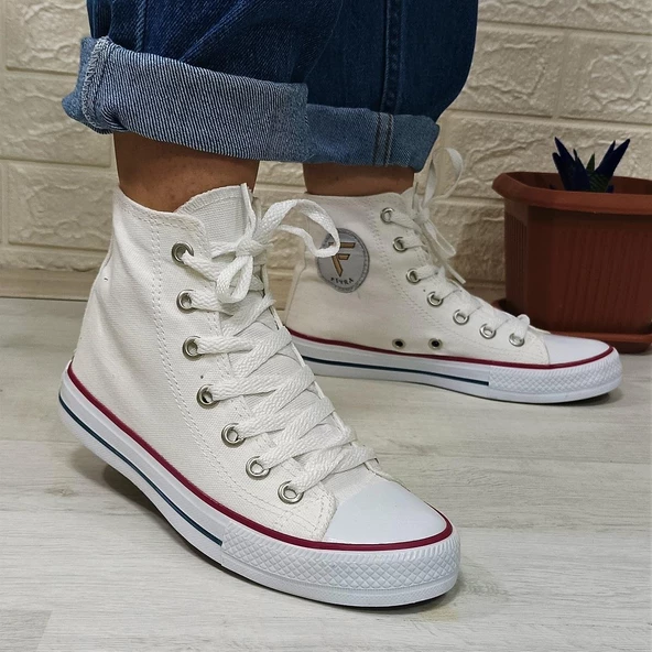 Fiyra 555 Beyaz Uzun Unisex Sneaker Keten Spor Ayakkabı - 4