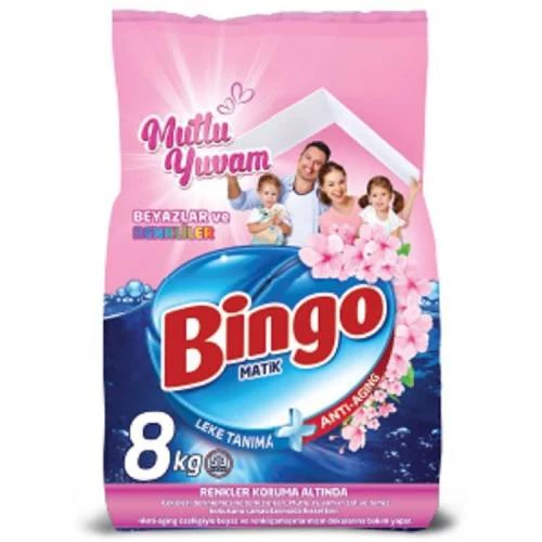 Bingo Matik Mutlu Yuvam Renkli Beyaz 8 kg Toz Deterjan