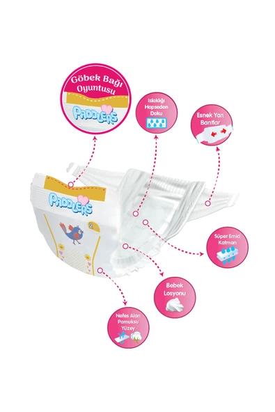Paddlers Bebek Bezi 2 Numara Mini 10 Adet (3-6 Kg) Deneme Paketi - 2
