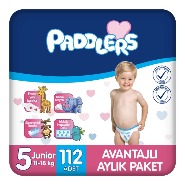 Paddlers Bebek Bezi 5 Numara Junior 112 Adet (11-18 Kg) Aylık Paket