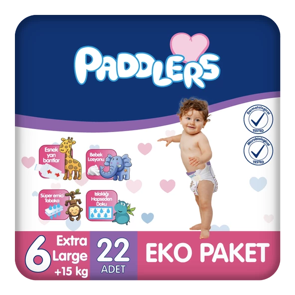 Paddlers Bebek Bezi 6 Numara X-Large 22 Adet (15+Kg) Eko Paket