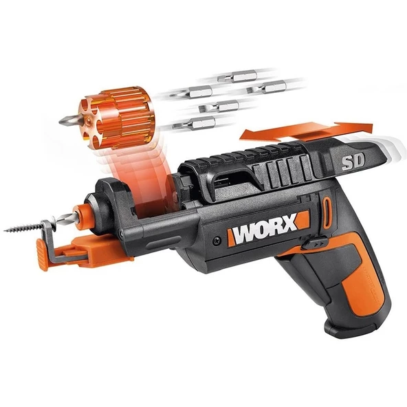 WORX WX255 4Volt/1.5Ah. Li-ion Şarjlı Şarjörlü Tornavida + 6 adet Bits Uç + Vida Tutucu