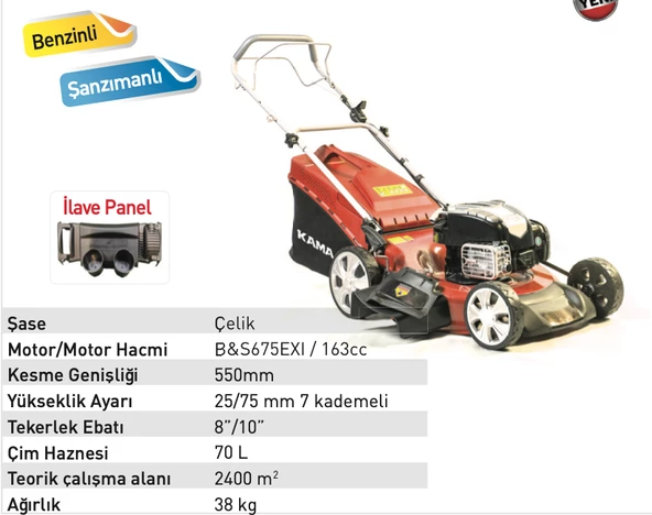 Kama By Reis BMS 56 Şanzumanlı Benzinli Çim Biçme Makinası