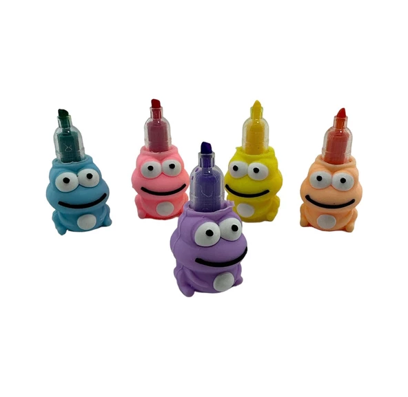 Rubenis Kurbağa Figürlü Mini Fosforlu Kalem 5'Li