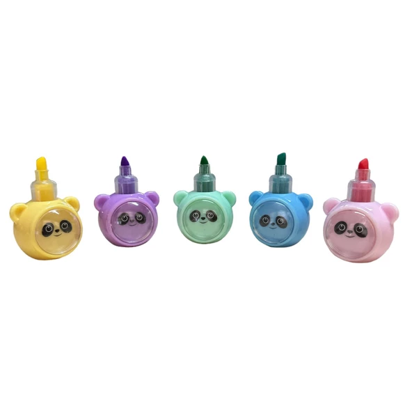 Rubenis Panda Figürlü Mini Fosforlu Kalem 5'Li - 2