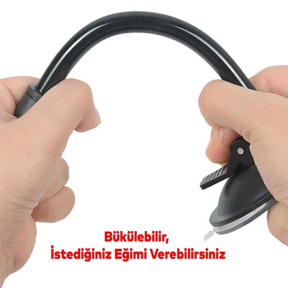 Araba Araç İçi Oto Ofis Ev Masa Mıknatıslı Kuğu Boynu Manyetik Vantuzlu Telefon Tutucu - 4