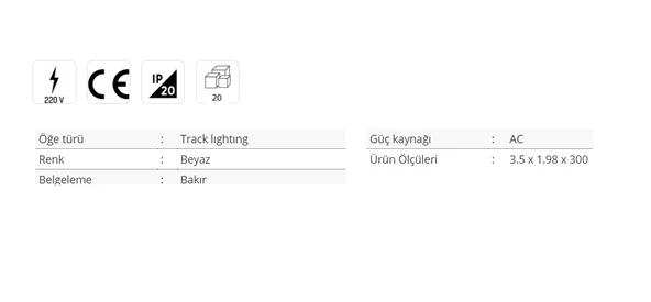 5 ADET 3 METRE CATA CT 9712 Monofaze Spot Rayı Beyaz  Renk - 2
