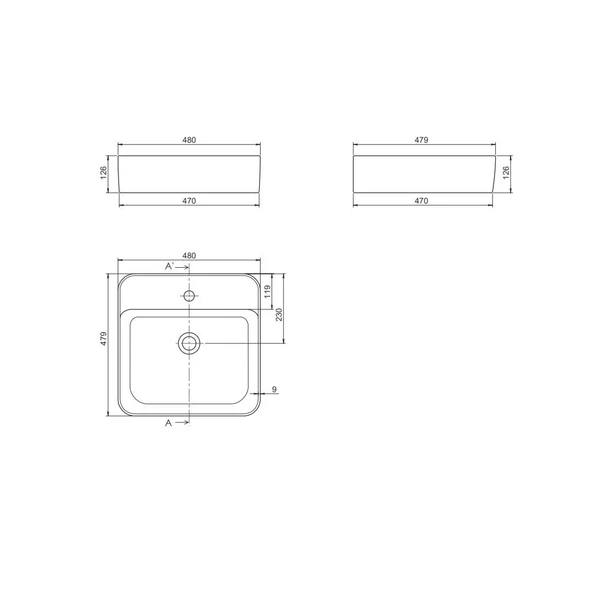 Turkuaz Cerastyle Hera Tezgah Üstü Lavabo 48x48 cm - Resim 2