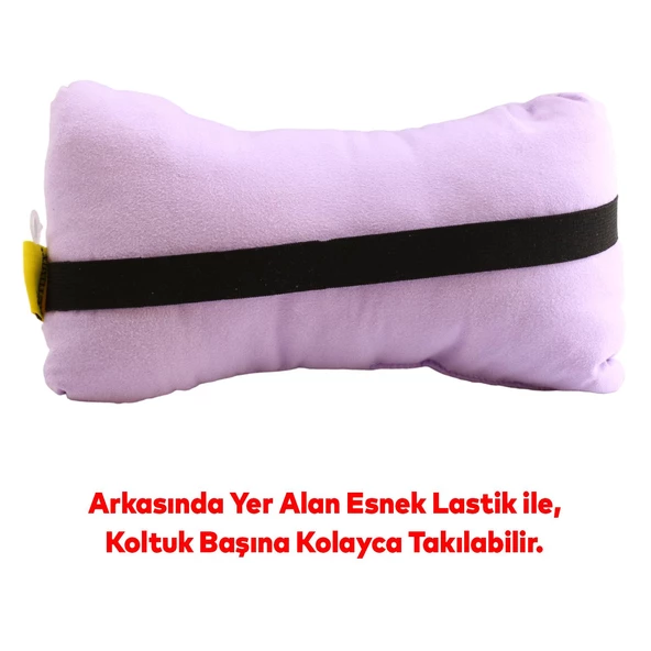 Automix Araba Araç Otomobil Oto Koltuk Başlığı Ergonomik Boyun Destek Yastığı LİLA Renk 44837 - 4
