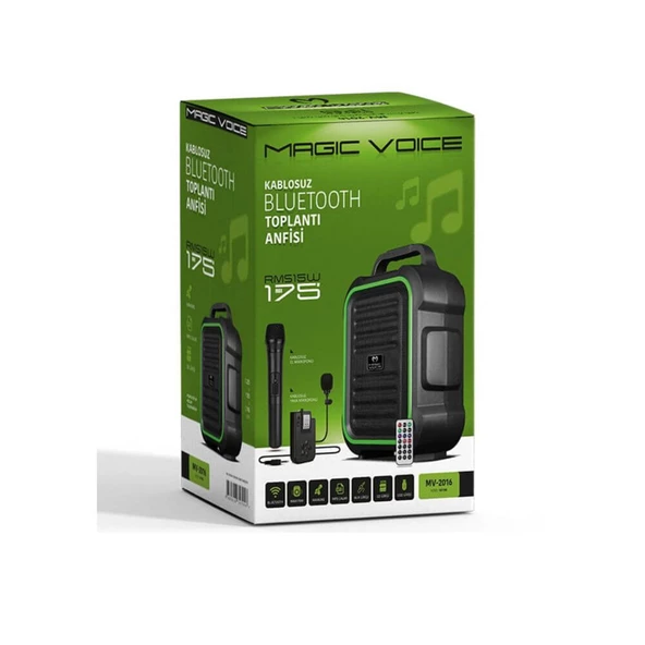 Magicvoice MV-2016 Max 175W USB-SD-BT Siyah 1E-1Y Mikrofonlu Aktif Hoparlör - 2