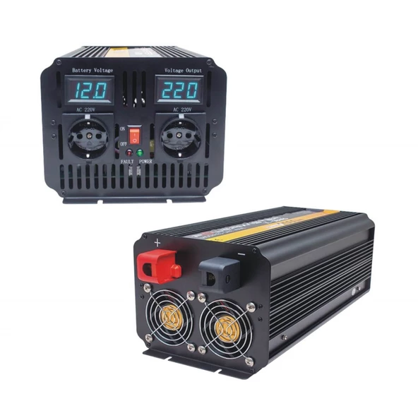 Powermaster Pwr1800-12 Çift Digital Ekranlı 12 Volt 1800 Watt Modified Sinus İnverter-19888 - 2