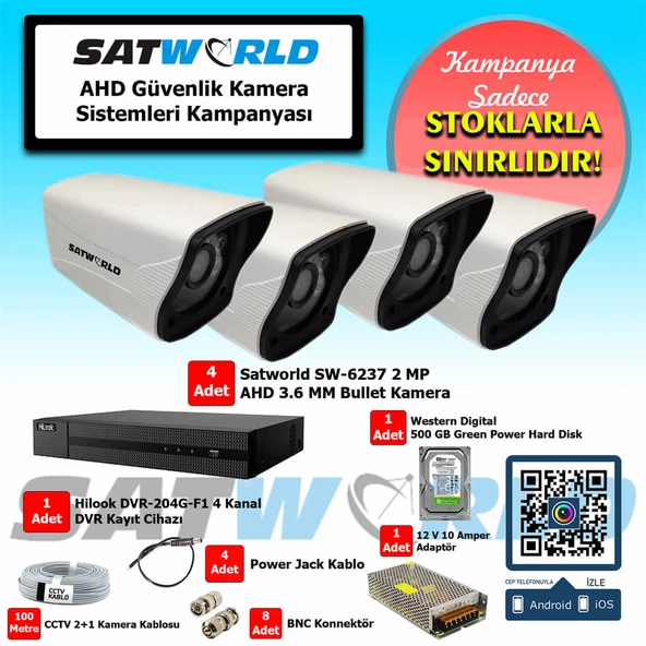 Satworld 2 mp Bullet Kamera Ahd Güvenlik Sistem Seti