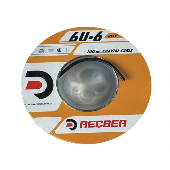 Reçber 100 Mt Rg6 U6 Bakır Yeşil-Siyah Cu-Cu Uydu Anten Kablosu