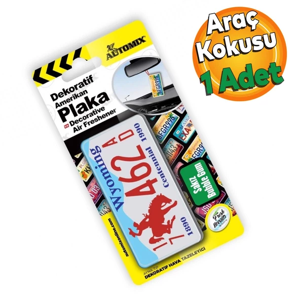 Automix Araba Araç Oto Otomobil Plaka Koku Parfüm Esans Wyoming 44618 SAKIZ