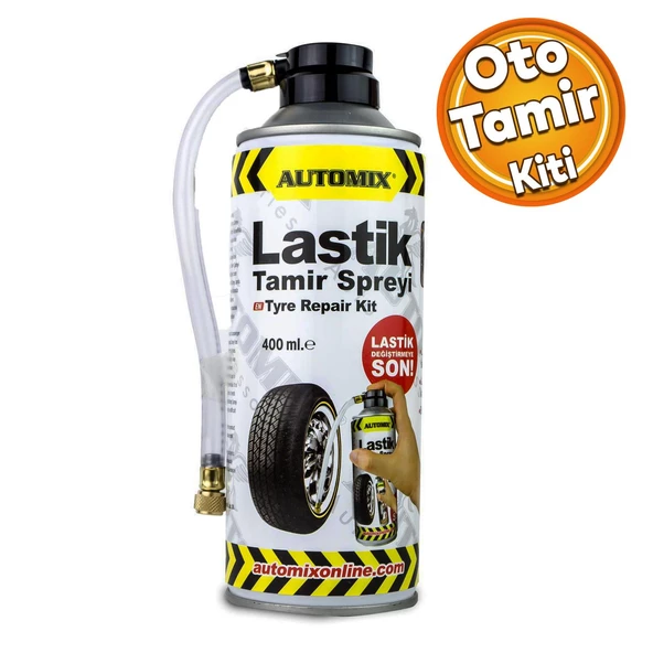 Automix Araba Araç Otommobil Oto Teker Lastik Dublex Patlak Hava Kaçak Tamir Kiti Spreyi 400 Ml