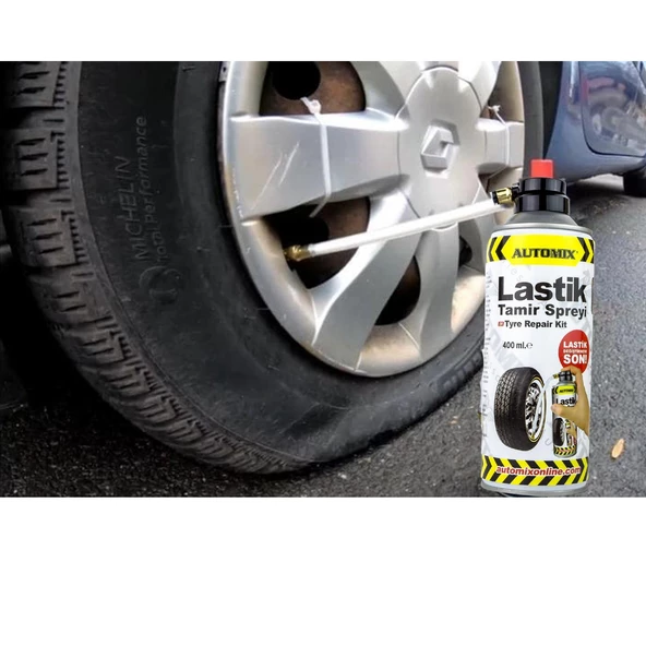 Automix Araba Araç Otommobil Oto Teker Lastik Dublex Patlak Hava Kaçak Tamir Kiti Spreyi 400 Ml - 3