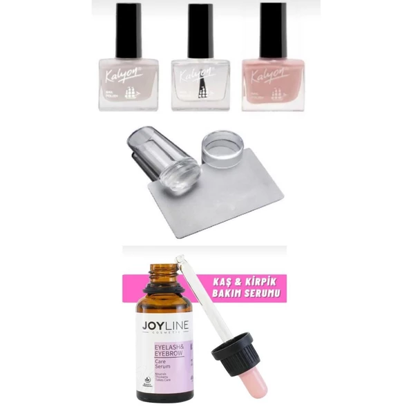 Kalyon French Set + Stamper Silikon+joy line Kaş Kirpik Onarıcı,uzatıcı,besleyici Ve Güçlendirici Bakım Serumu 30ml