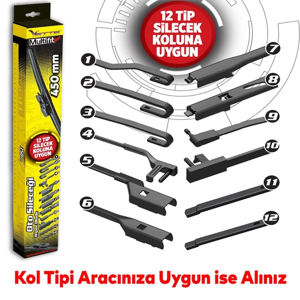 Vette Plus Multifit Araba Araç Otomobil Oto Ön Cam Arka Cam Silecek Muz Sileceği 450 mm 39685 - 2