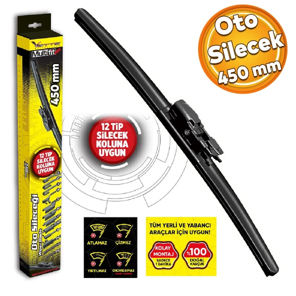 Vette Plus Multifit Araba Araç Otomobil Oto Ön Cam Arka Cam Silecek Muz Sileceği 450 mm 39685