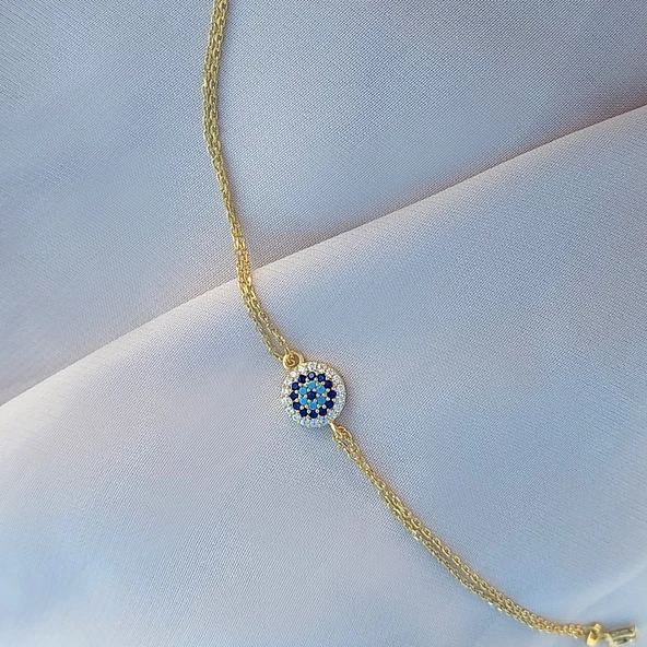 Vaoov 925 Ayar Gümüş Gold Nazar Bileklik - Resim 6