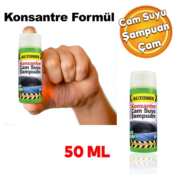 Automix Araba Araç Otomobil Oto Silecek Temizleme Konsantre Cam Suyu Şampuanı Çam Kokulu 50 ML