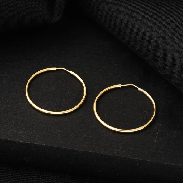 Altın Halka Küpe 14 Ayar 2,5 cm. Çaplı - 4