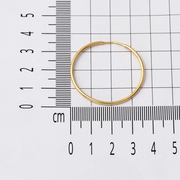 Altın Halka Küpe 14 Ayar 3,5 cm. Çaplı - 5